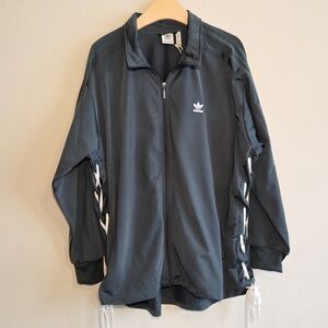 Adidas Men's Dark Green Lace Up Sides Full Zip Activewear Track Jacket Sz 3X